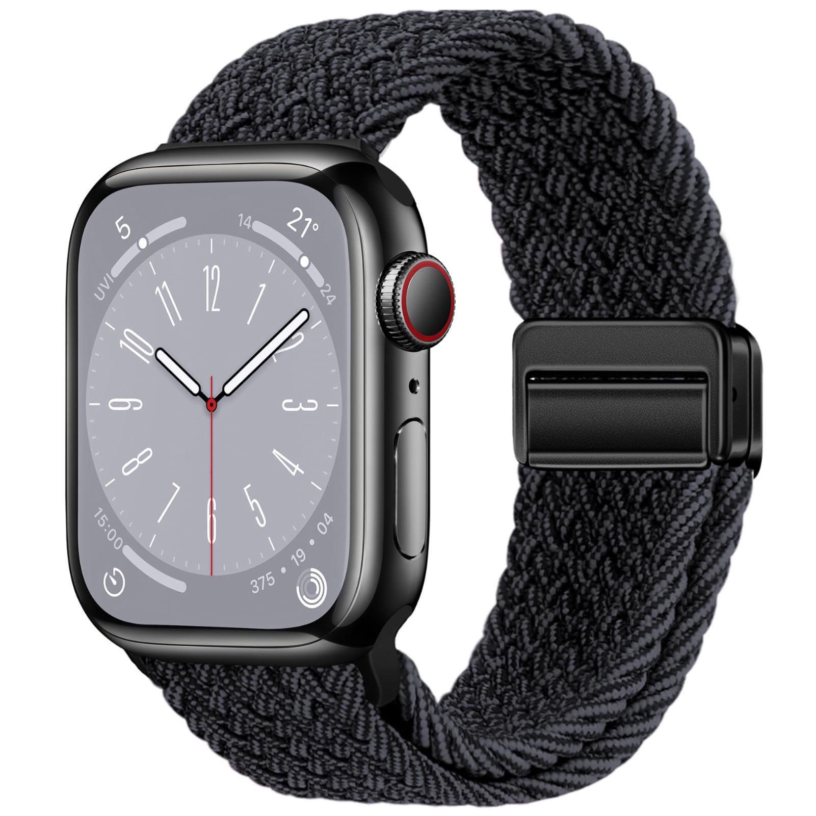 Qimela Sport Loop Compatible with Apple Watch Band 38mm 40mm 41mm 42mm 44mm 45mm 46mm 49mm for Women Men,Magnetic Strap Stretchy Braided Wristband for