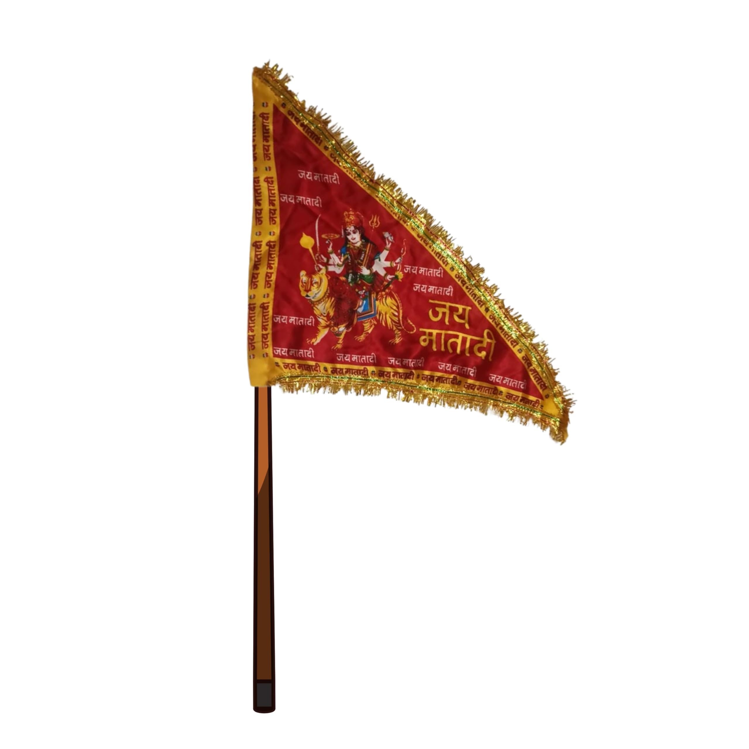 Elysian Jai Mata di Printed Flag/Triangular Mataji Printed flag for Home and Temple Decoration|Mataji ka Jhanda|Mataji Flag|Navratri Flag (Size Length 18inch or Width 14inch) - 1Pc (B0CWGR5Q5L) Amazon Price History, Amazon Price Tracker
