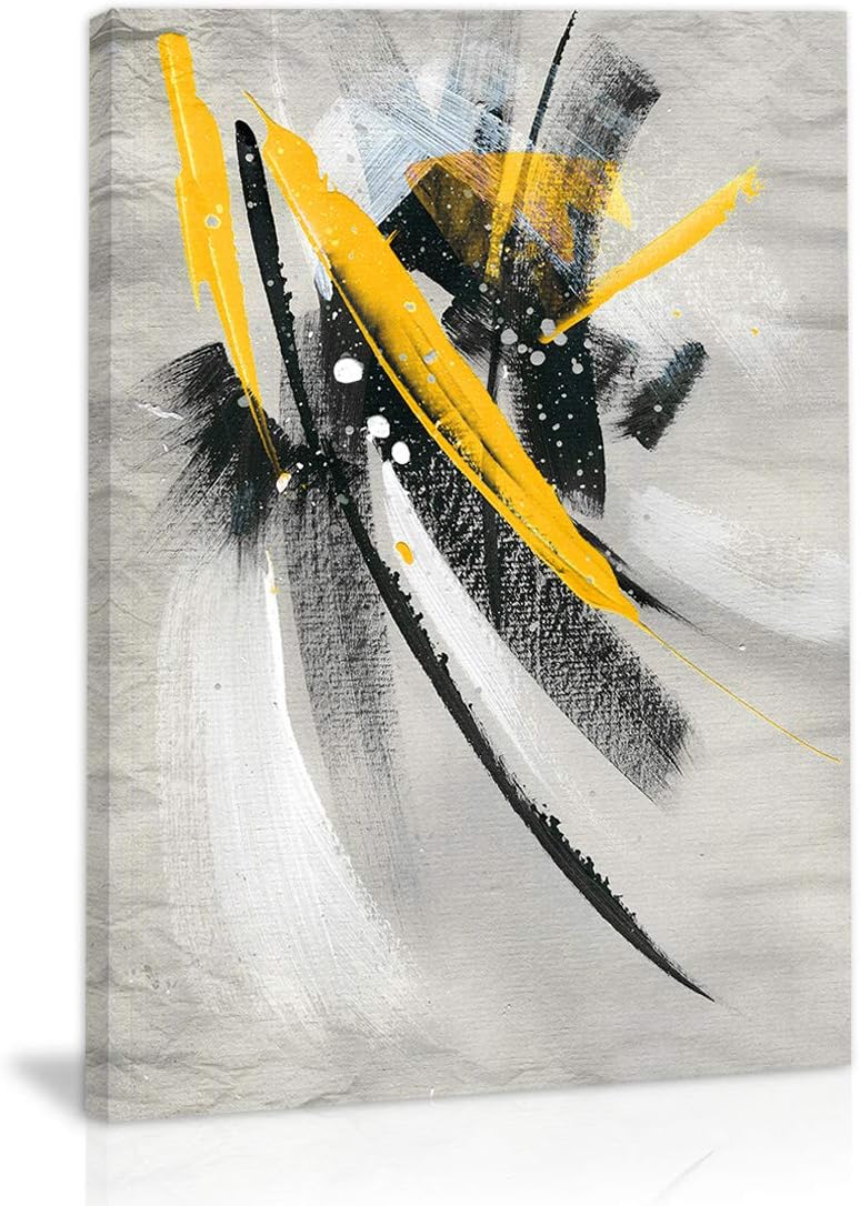 Modern Abstract Wall Art Yellow and Black Canvas Wall Art