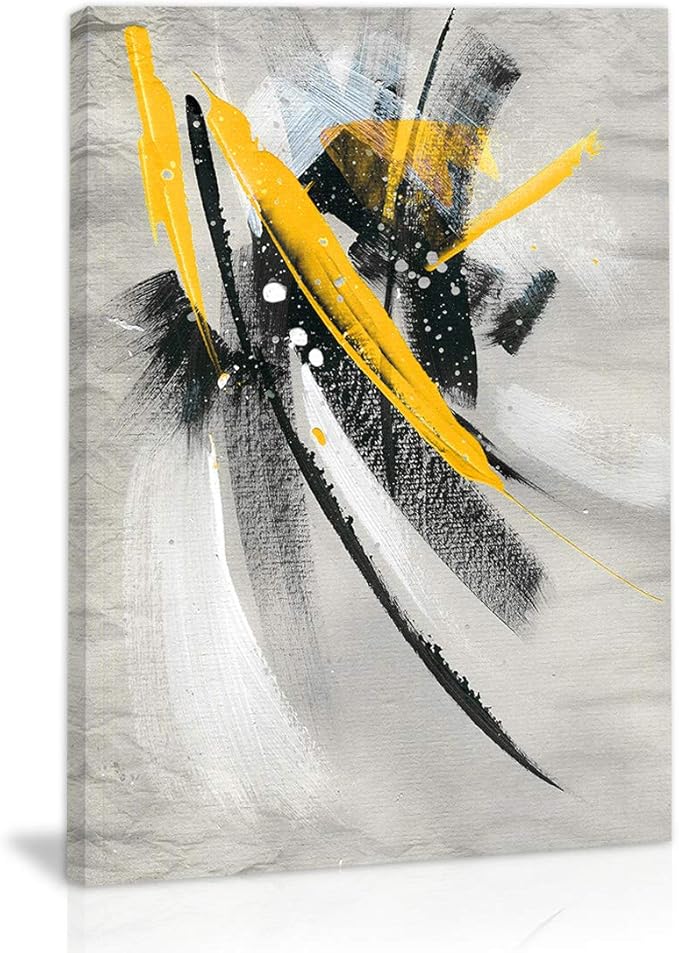 Modern Abstract Wall Art Yellow and Black Canvas Wall Art