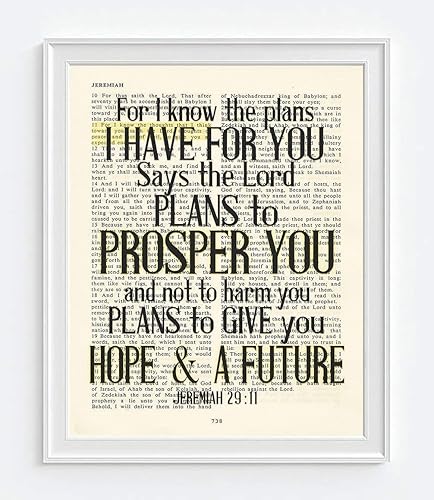 Miniatura 8 de Joshua 1:9, Proverbios 3:5, Jeremías 29:11, Filipenses 4:13 impresiones de arte cristiano, juego de 4, sin marco, versículo bíblico para decoración