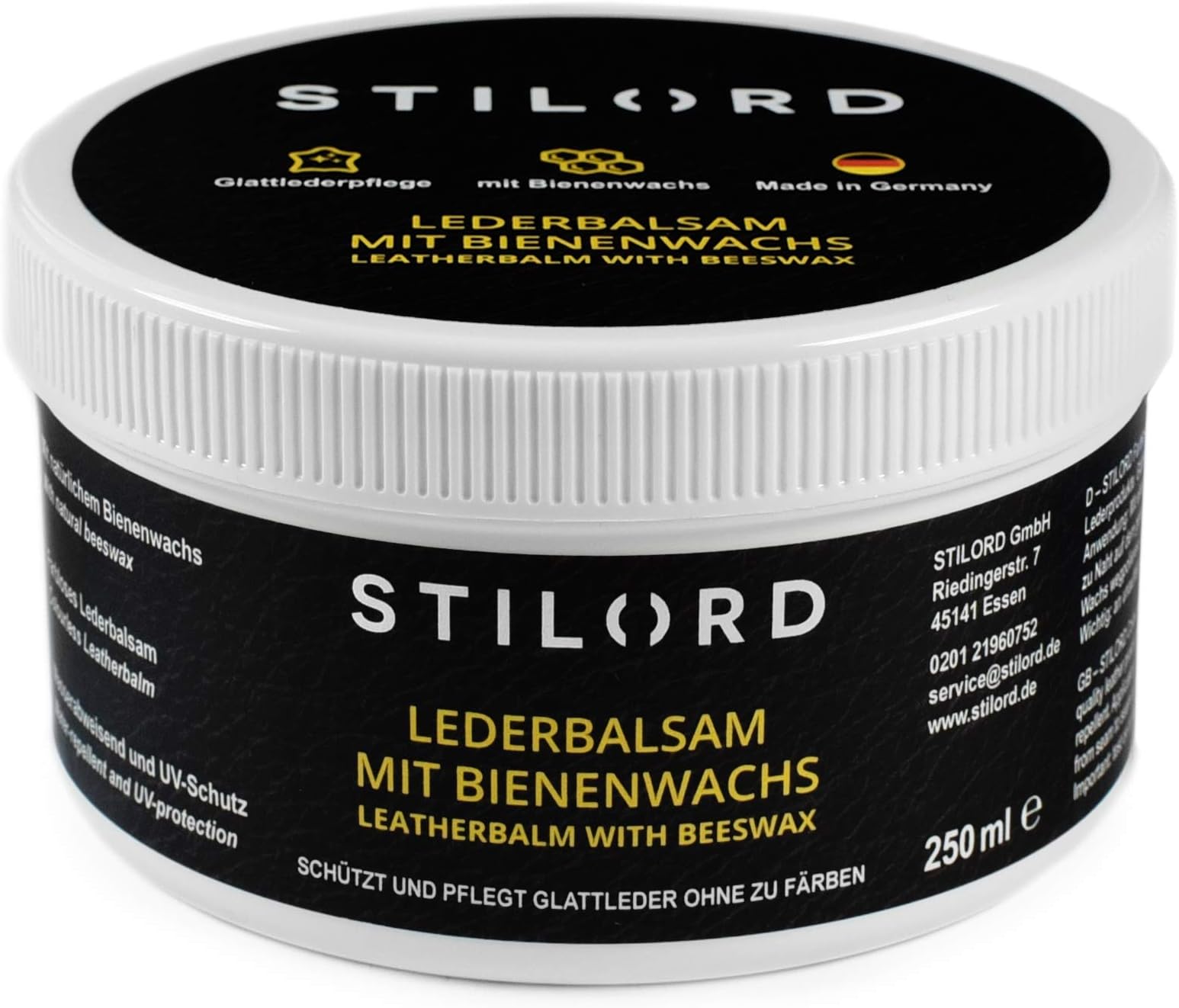 STILORD Leather Conditioner Neutral - Beeswax Balm for Smooth Leather Care - Premium Leather Protector for Cleaning, Conditioning, and Waterproofing, Size:250 ml