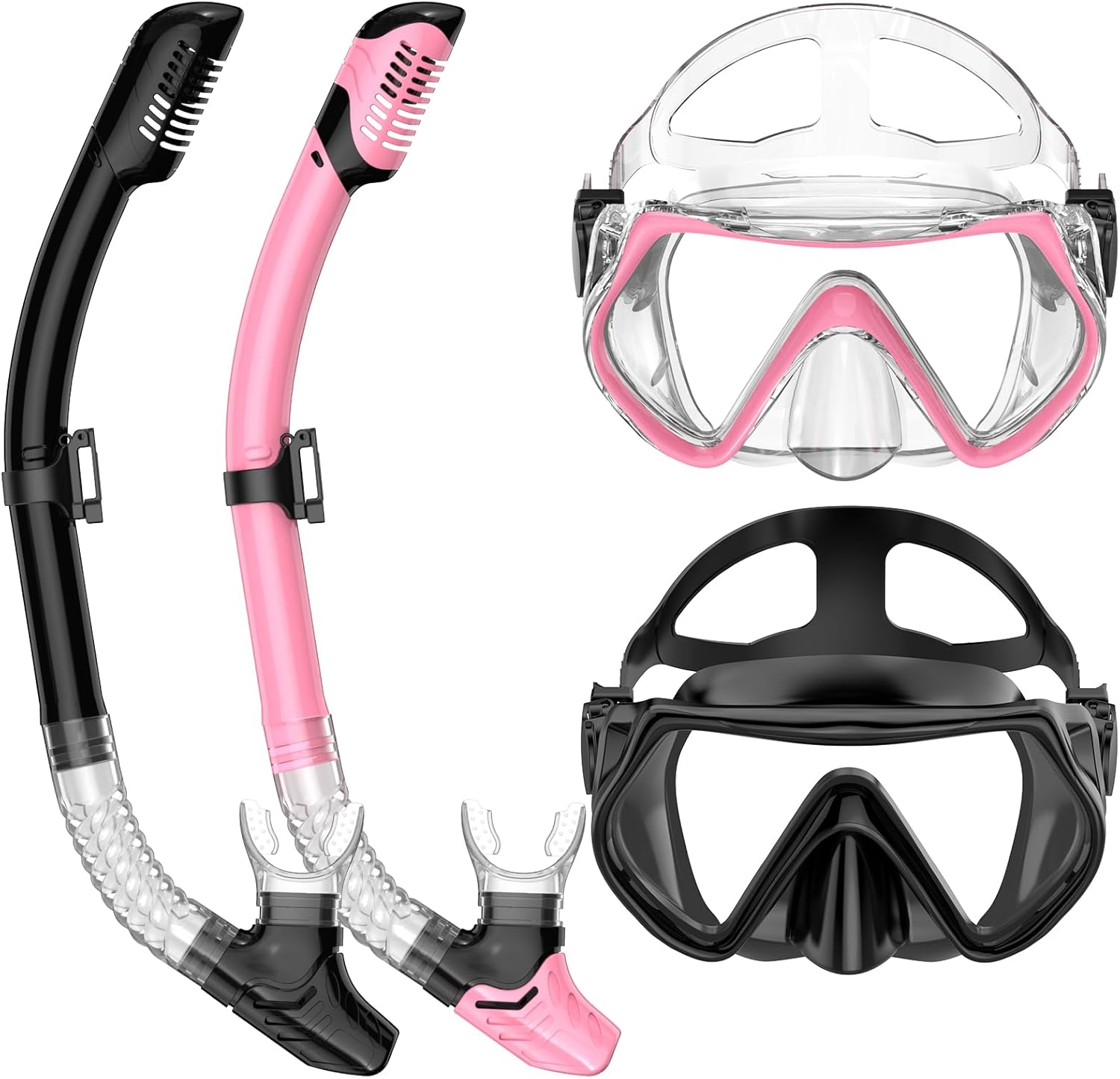 Snorkeling Gear for Adults, Dry-Top Snorkel Set Scuba Diving mask, Snorkel Mask, Panoramic Anti-Leak Anti-Fog Tempered Glass Lens, Swimming Training Snorkeling Packages