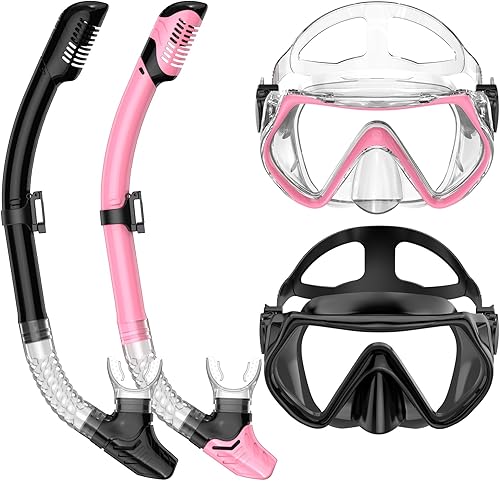 Miniatura 4 de Snorkeling Gear for Adults, Dry-Top Snorkel Set Scuba Diving mask, Snorkel Mask, Panoramic Anti-Leak Anti-Fog Tempered Glass Lens, Swimming Training
