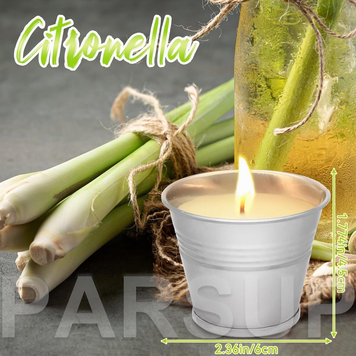 Velas de citronela al aire libre, paquete de 12 velas de aroma de citronela de cera de soja, velas con 120-180 horas de combustión para interiores, exteriores, jardín, camping