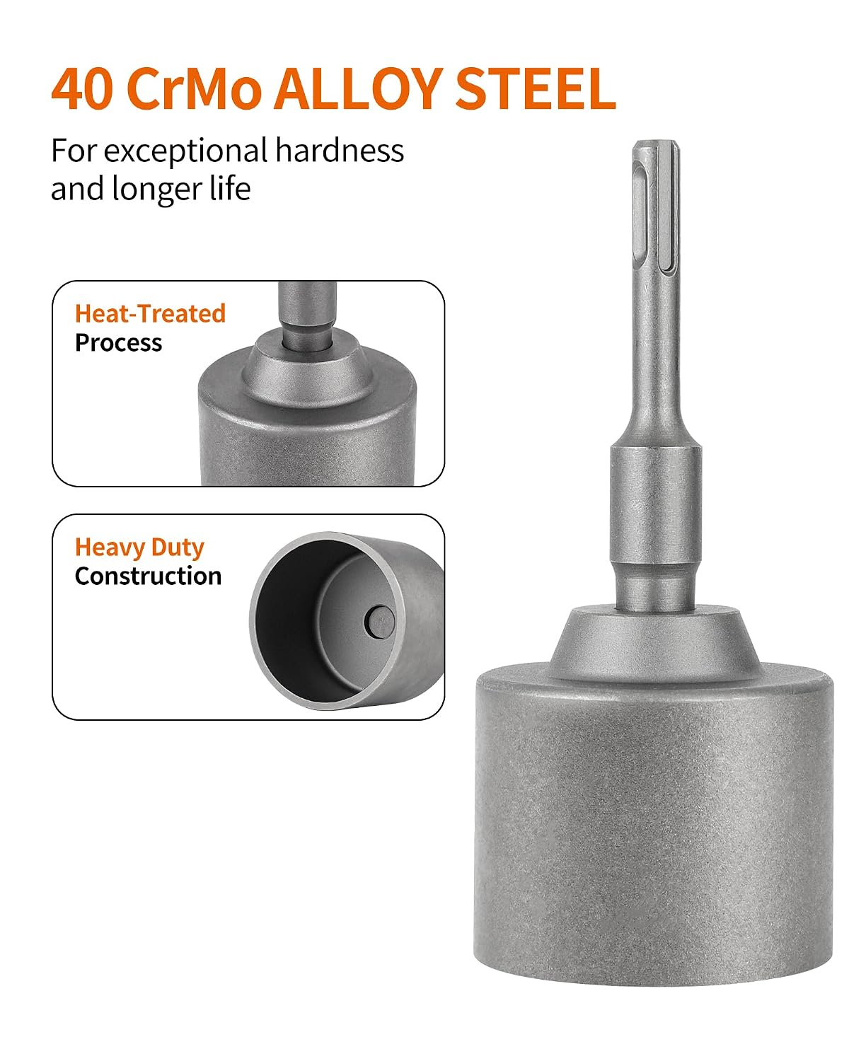 Ground Rod Driver, 2.56 Inch SDS Plus Ground Rod Driver for Hammer Drill, Heavy Duty T Post Fence Post Stake Pole Driver Adaptor Bits for SDS-Plus Rotary Hammer Drill Tool
