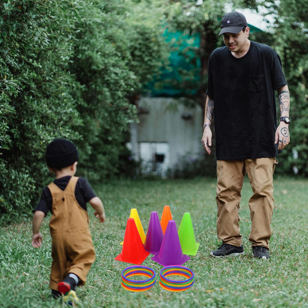 Conos De Plástico para Lanzamiento con Anillos Juego De Entrenamiento Deportivo para Niños, Seguro y Duradero, Ideal para Fiestas Infantiles, Actividades Al Aire Libre y Entrenamiento Sensorial