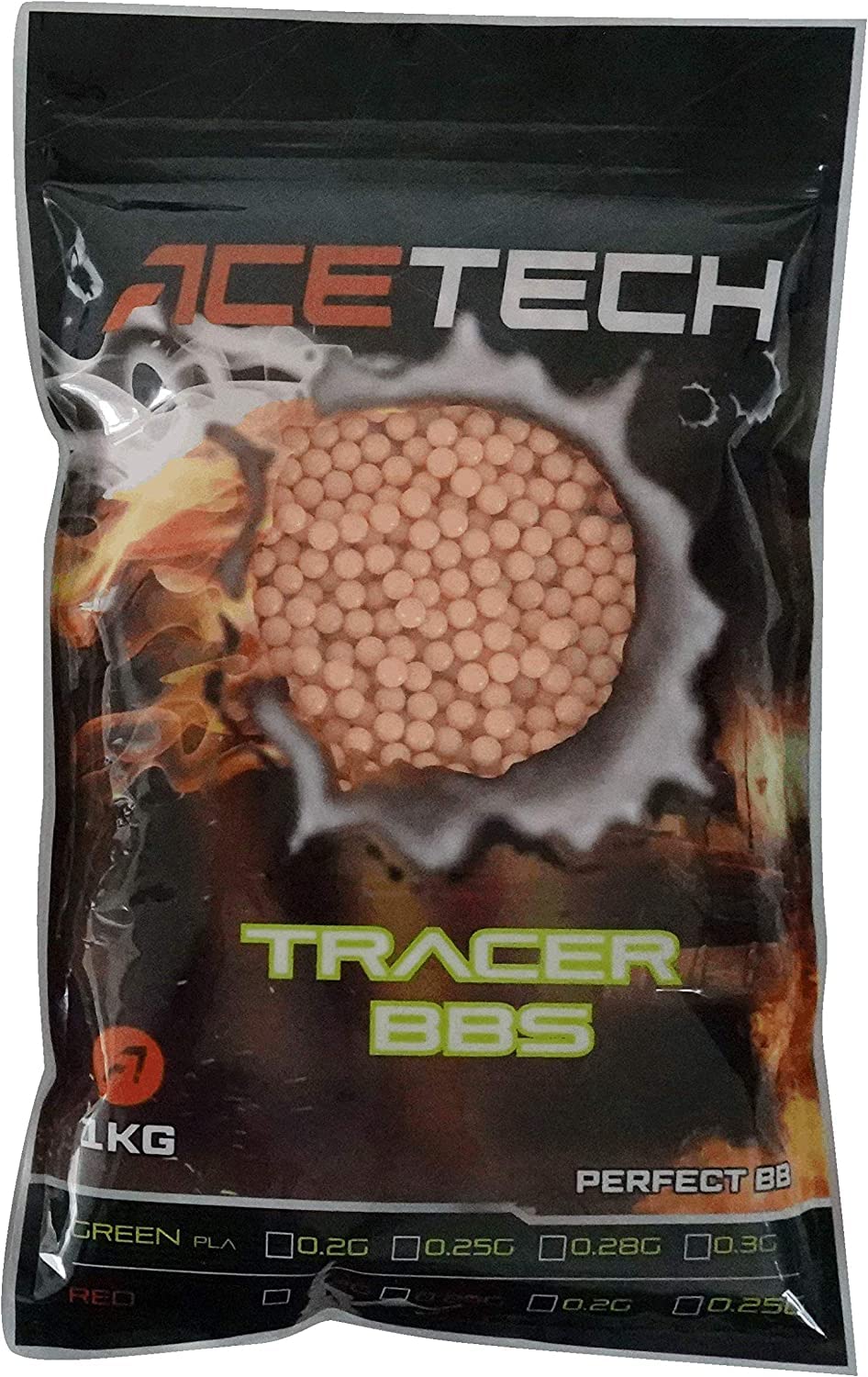 ACETECHAirsoft Gun Glow in Dark Tracer BBs (Green/Red) (Red 0.2g 1kg)