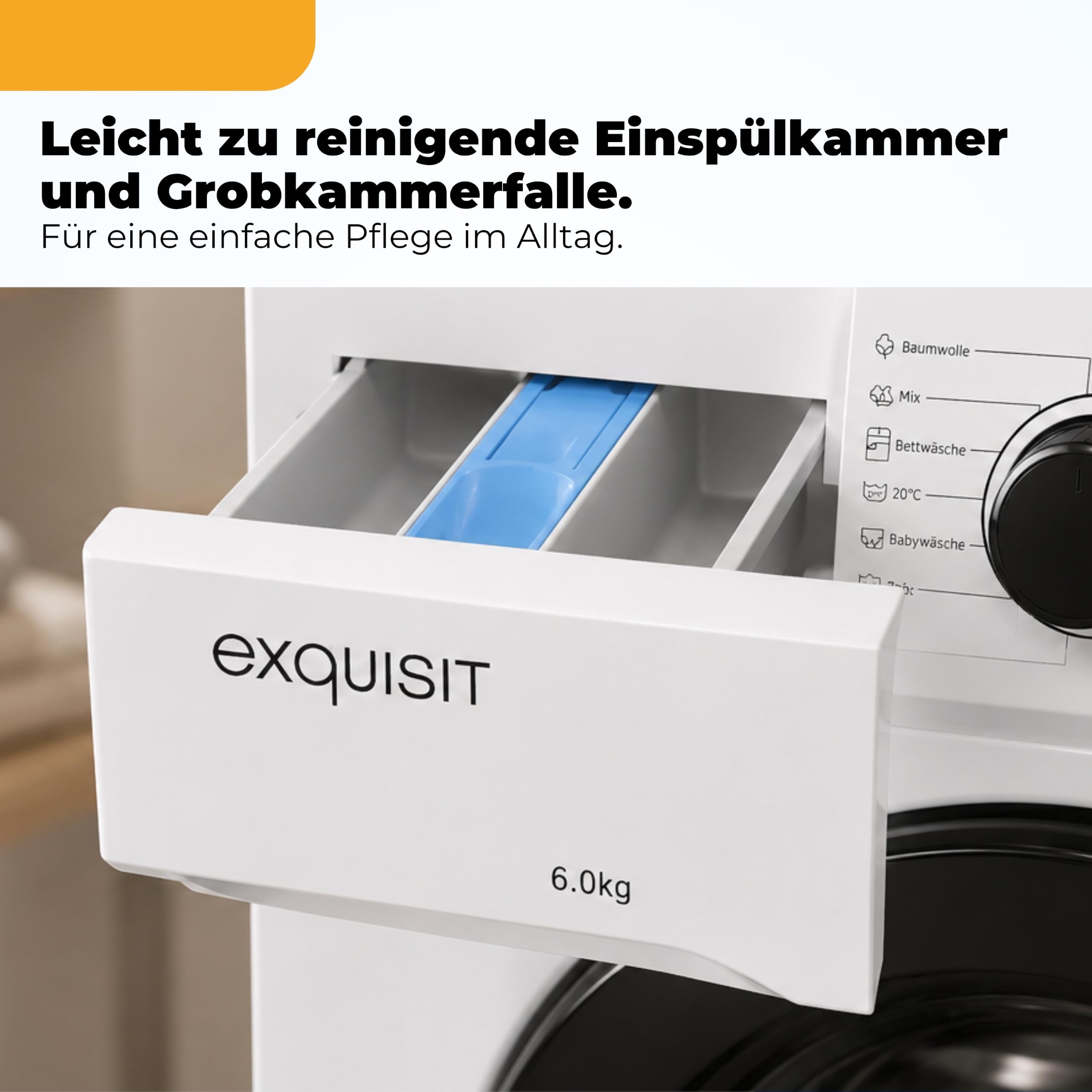 Exquisit Waschmaschine 6 kg Energieklasse A 16 Programme Aquastop 1000 U/min 44 cm Tiefe WA56110-020A Weiss