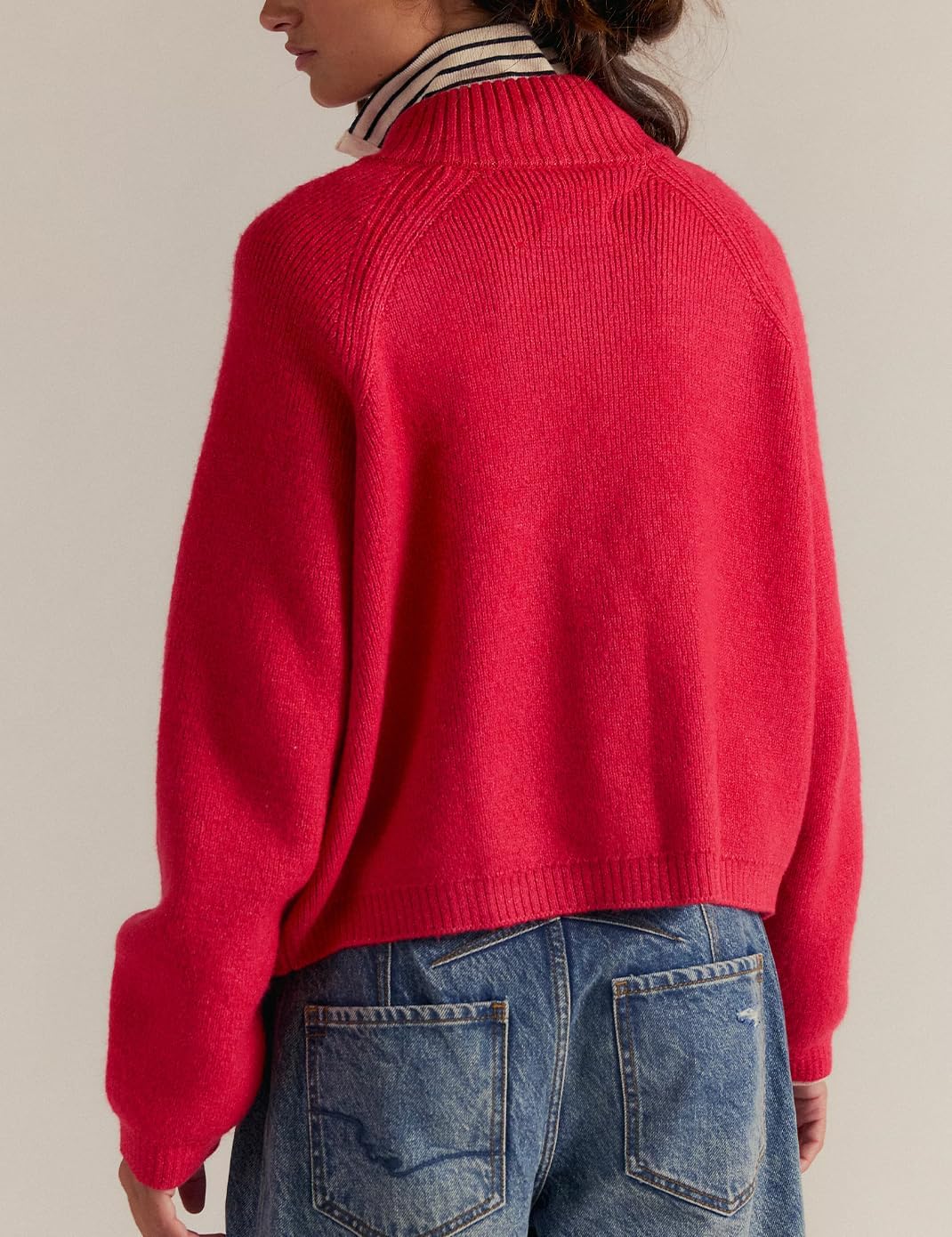 Haellun Zip Up Sweaters for Women Double Zipper Open Front Cardigan Sweater Ribbed Knit Coats with Pockets - Image 3