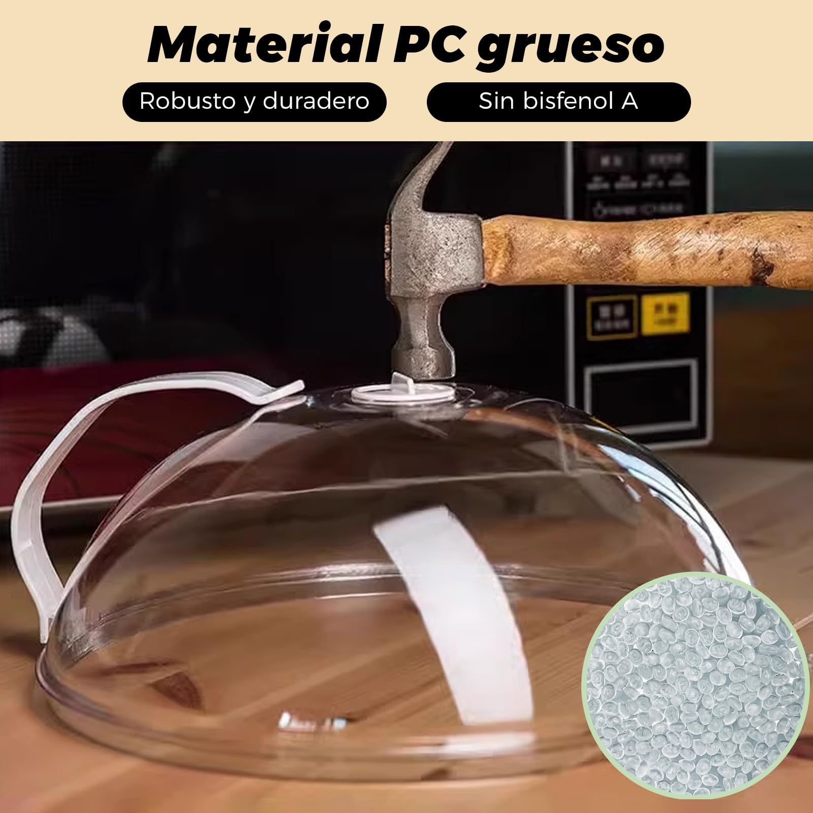 Cubierta para microondas, sin BPA, cubierta para microondas con asa, resistente al calor hasta 200 °C, protección contra salpicaduras para microondas, fácil limpieza