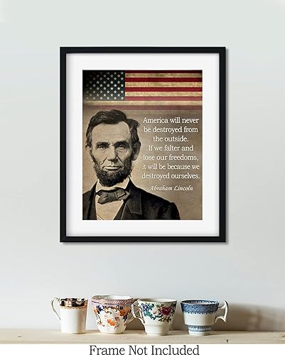Miniatura 7 de Govivo Cita histórica de Abraham Lincoln - Impresión artística de decoración de pared del presidente patriótico estadounidense - ilustraciones sin