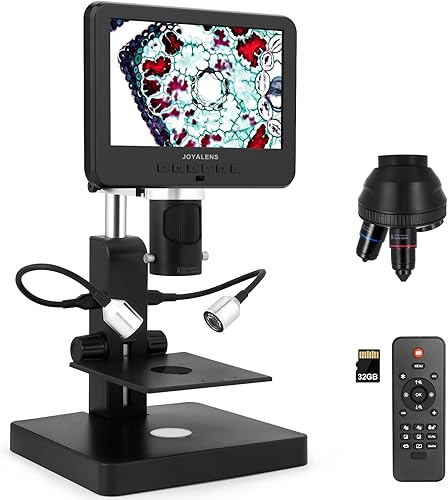 JL246P 3 lentes 7 '' microscopio digital LCD 1000 × 12MP para monedas recoger monedas de tamaño completo, microscopio biológico con diapositivas