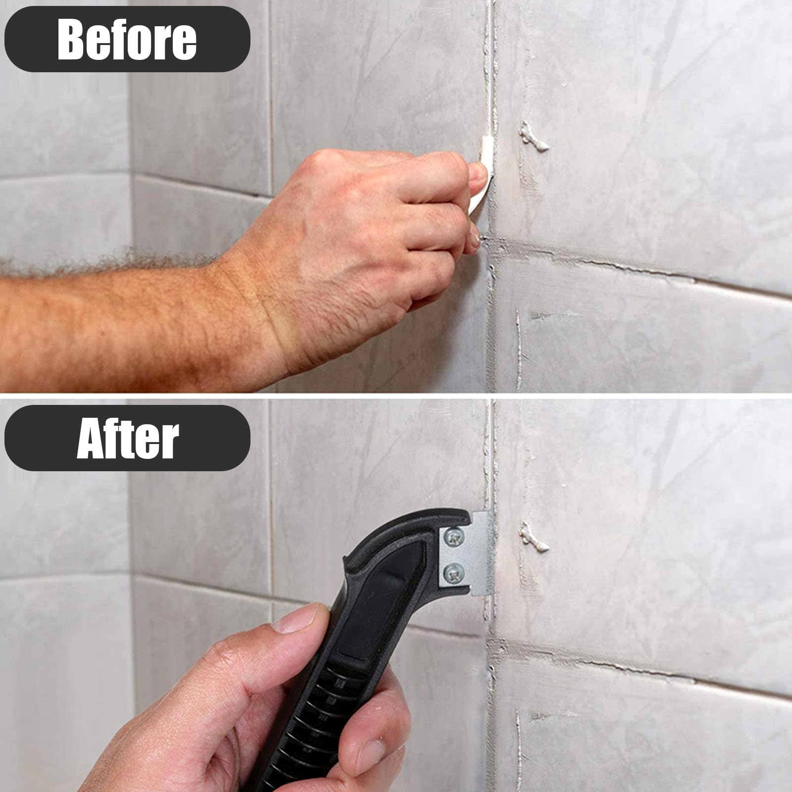 Gsrhzd Tegels Grout Remover Gereedschap, Grout Removal Tool, Schraper Grout Cleaner Tool Set met 6 Blades Vervanging voor Keuken Badkamer Wandtegels Reiniging