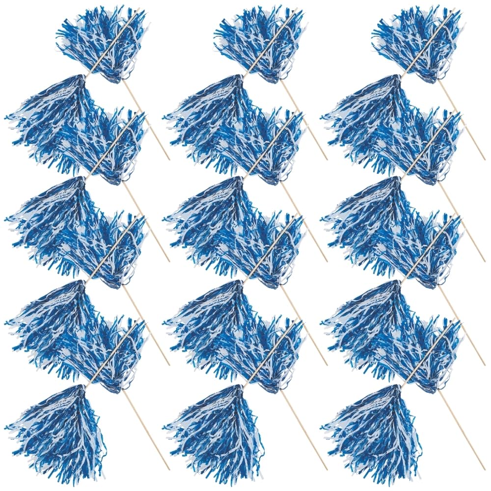 Amazon.com: Fun Express Royal Blue and White Cheer Pom Poms - Set