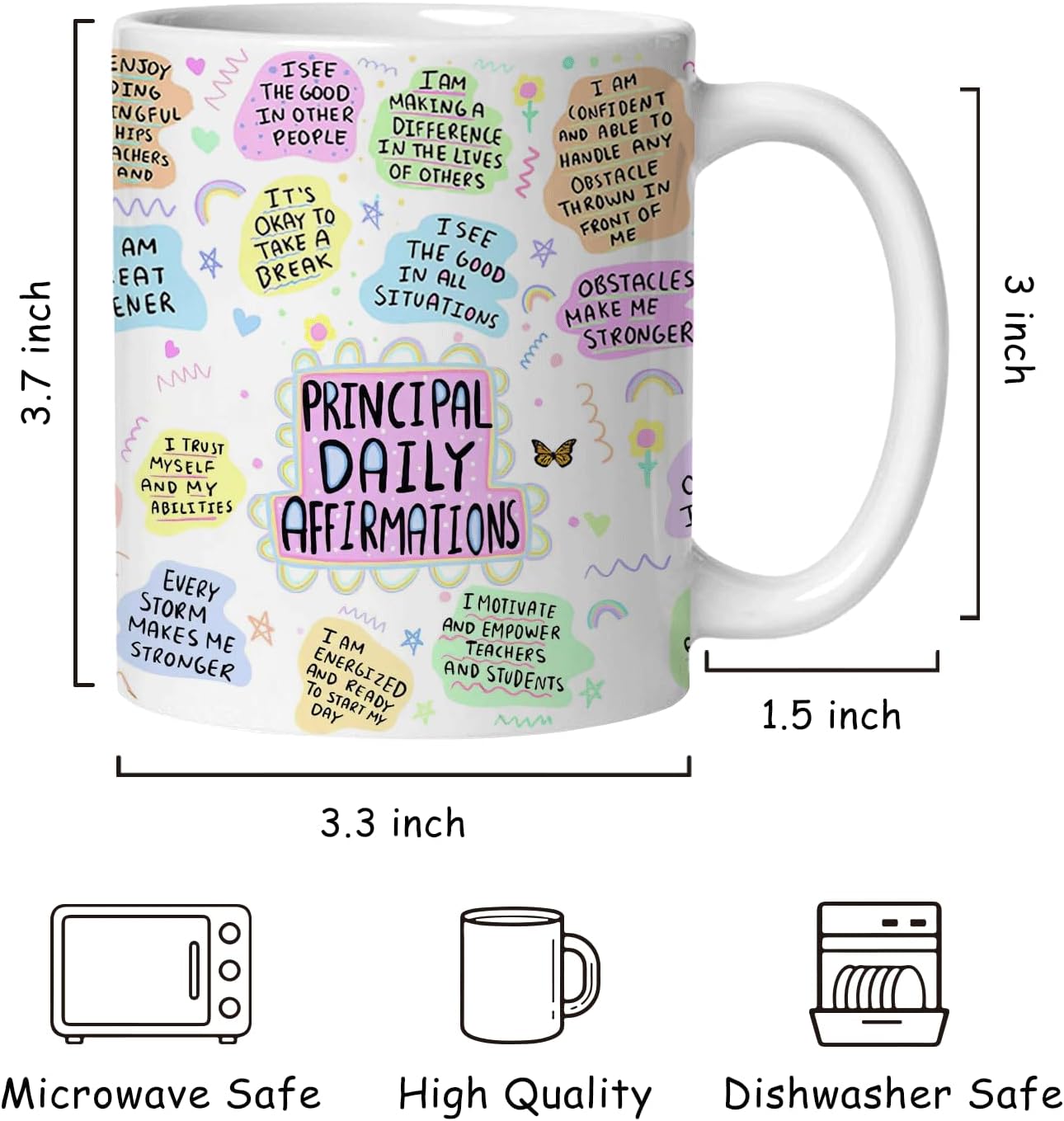 Principal Daily Affirmations Mug, Principal Appreciation Gifts Coffee Cup Ceramic, Gift for Principals, Inspirational Ceramic Coffee Tea Mug 11 oz - Image 6