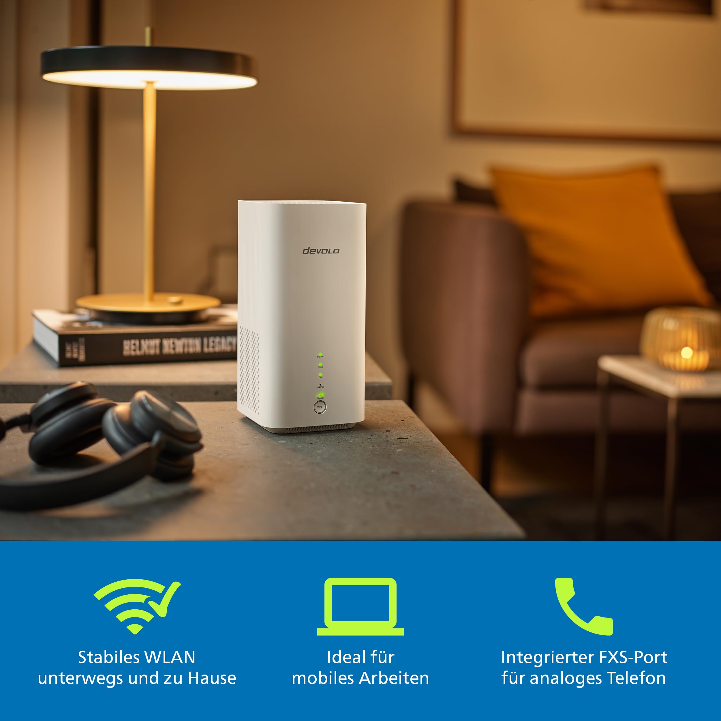 devolo WiFi 6 Router 3600 5G LTE, mobiler 5G Router, SIM-Karten WLAN-Router, mobiles Internet zu Hause und unterwegs, 3.600 Mbit/s, weiß
