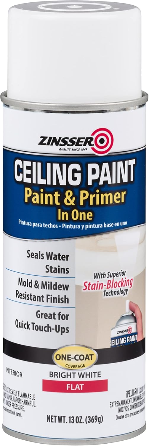 Zinsser Ceiling Acrylic Paint & Primer in One, 13 oz, Flat White