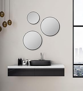 Comprar Talos Picasso Espejo Negro Ø 40 cm - Marco de Aluminio Redondo para un Ambiente Elegante - Diseño Moderno de Pared que Combina Funcionalidad