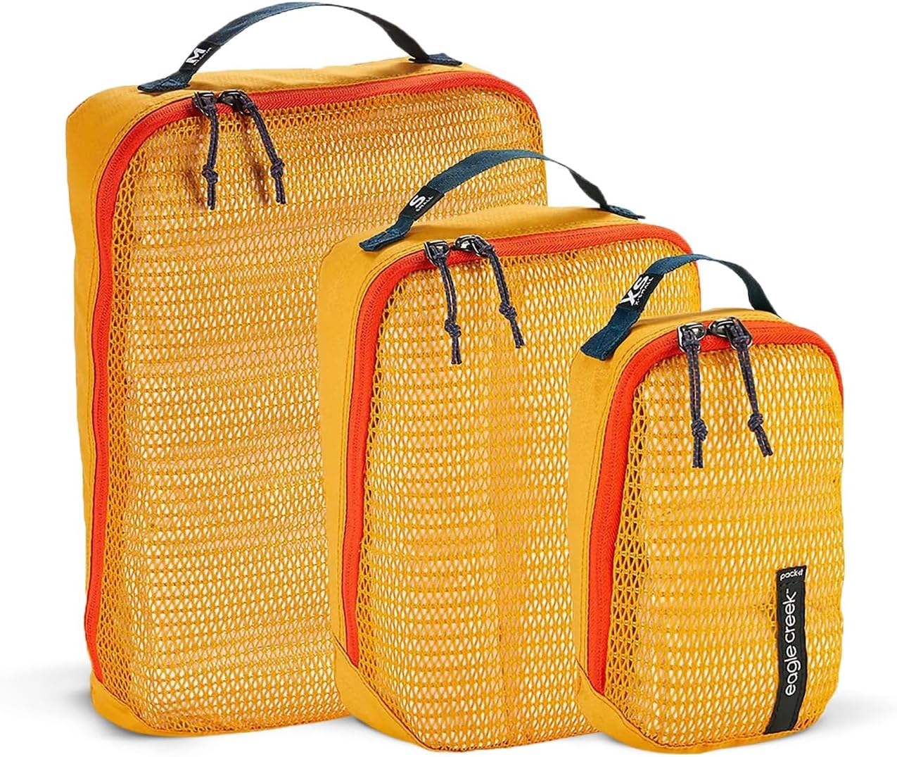 Eagle Creek Pack-It Reveal Packing Cubes Set XS/S/M - Durable, Ultra-Lightweight, Water-Resistant Ripstop Fabric Suitcase Organizers with Mesh Windows, Sahara Yellow