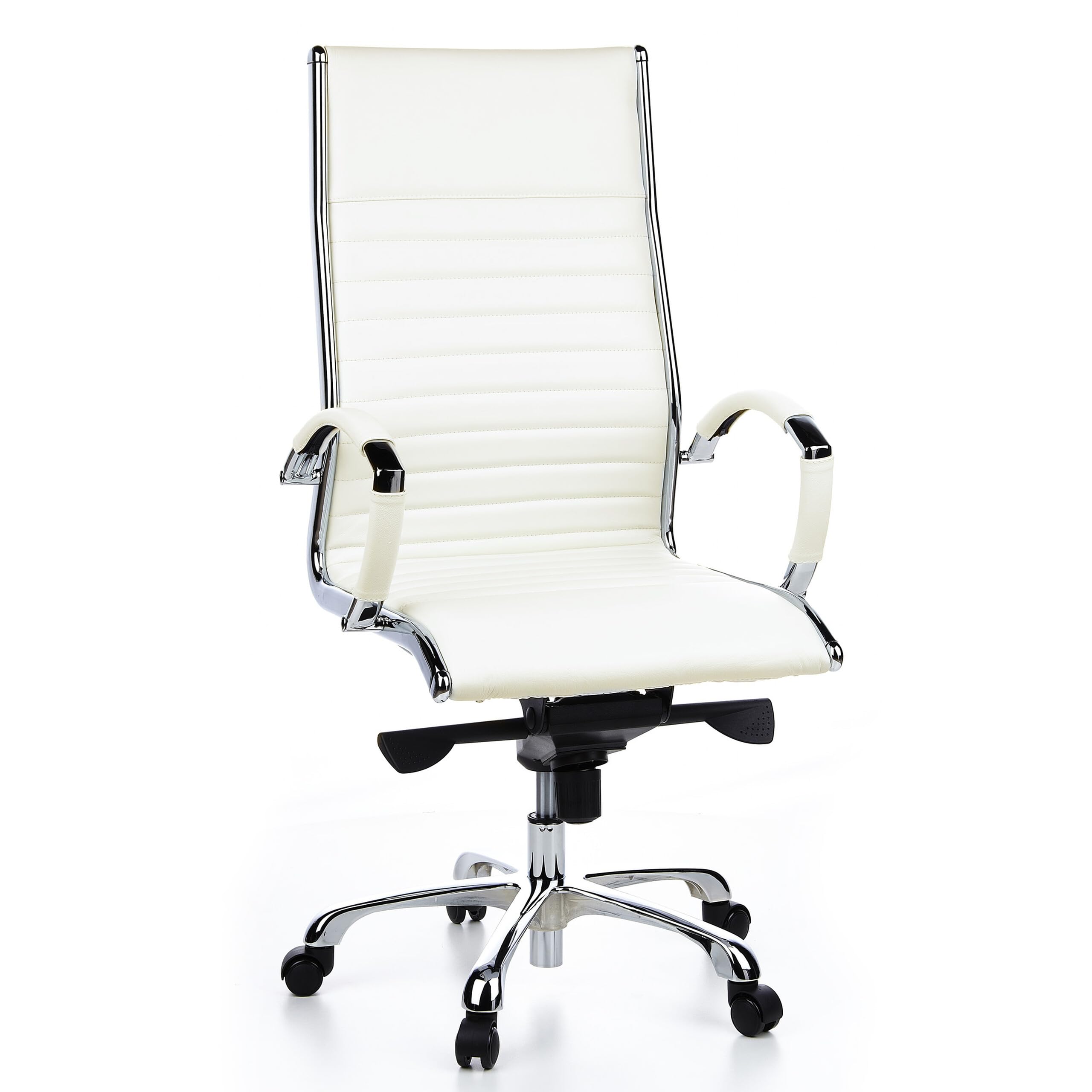 hjh OFFICE 660510 Profi Chefsessel Parma 20 Leder Weiß Bürostuhl Drehstuhl, hohe Rückenlehne ergonomisch