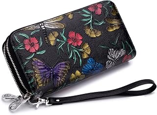 Double Zipper Long Clutch Wallet Cellphone Wallet,Womens Wallet Zip Around Card Holder Large Leather Phone Wristlet with RFID Blocking, Style-B, Vogue