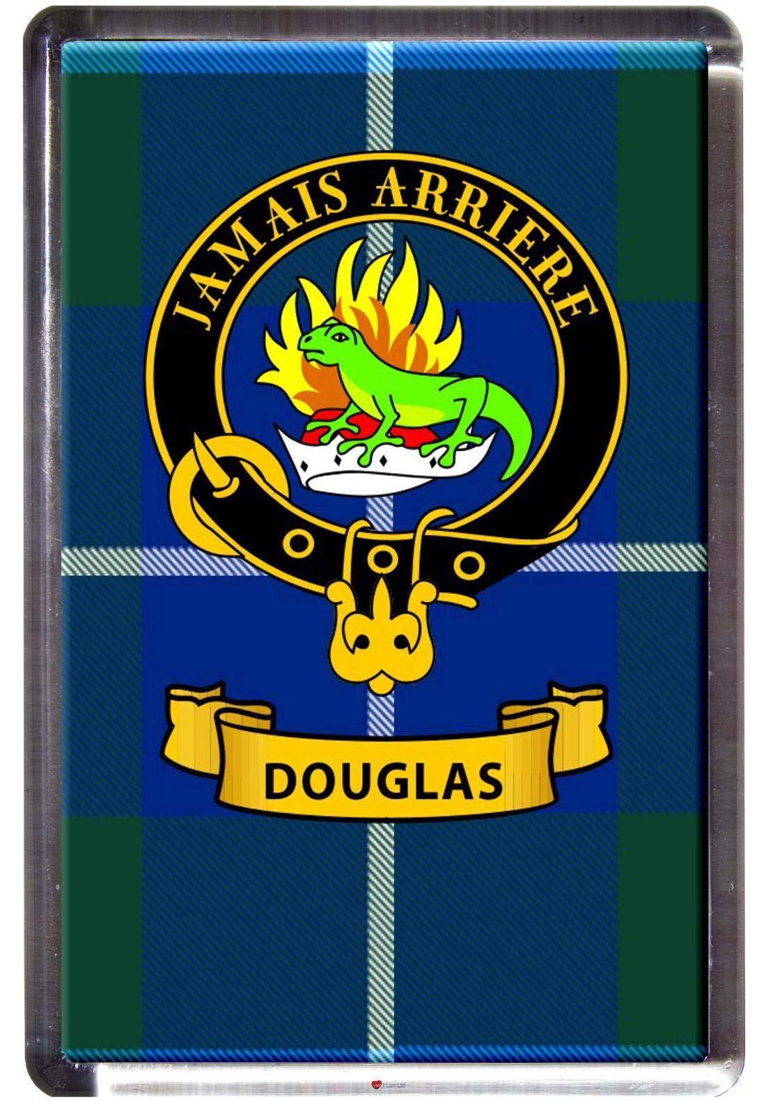 I Luv Ltd Douglas Clan Tartan Fridge Magnet With Scottish Clan Crest On Clear Acrylic Base