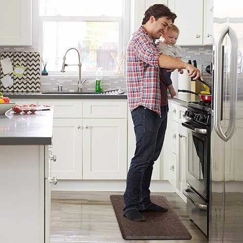 Miniatura 7 de KMAT - Alfombrilla de cocina acolchada anti-fatiga para el suelo, impermeable, antideslizante, ergonómica, cómoda, para el hogar, oficina,