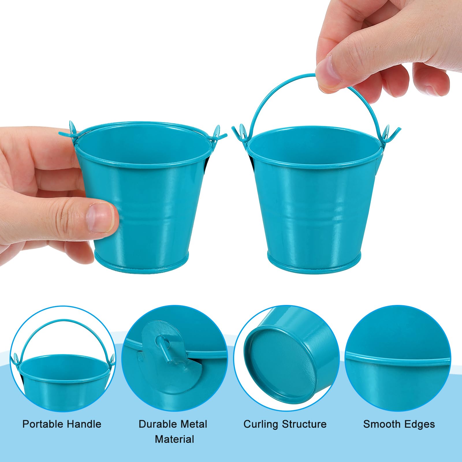PATIKIL 2.4"x2" Small Metal Buckets with Handle - Image 3