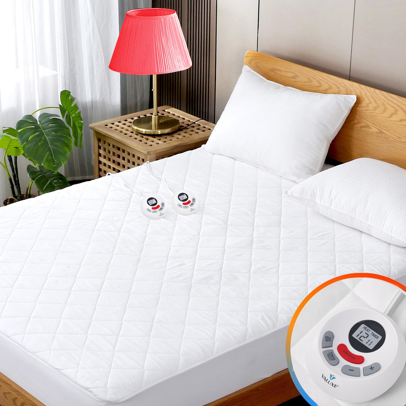 Heated Mattress Pad Twin XL Size Quilted Heating Electric Bed Warmer Luxury Comfort Heat Mattress Pad Cover Single Controller（10 Heat Setting | 1-12 Hours Auto Shut Off | with 8-21 Inch Deep Pocket）