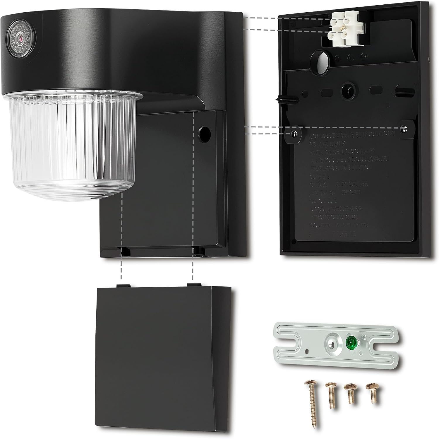 2 Pack Dusk To Dawn LED Wall Pack Outside Lighting,9W 1000lm Exterior Wall Mount Lights,AC 120V Electricity Outdoor Light Fixture With Photocell,4000K Natural,Security Lights For Garage,Yard,Black