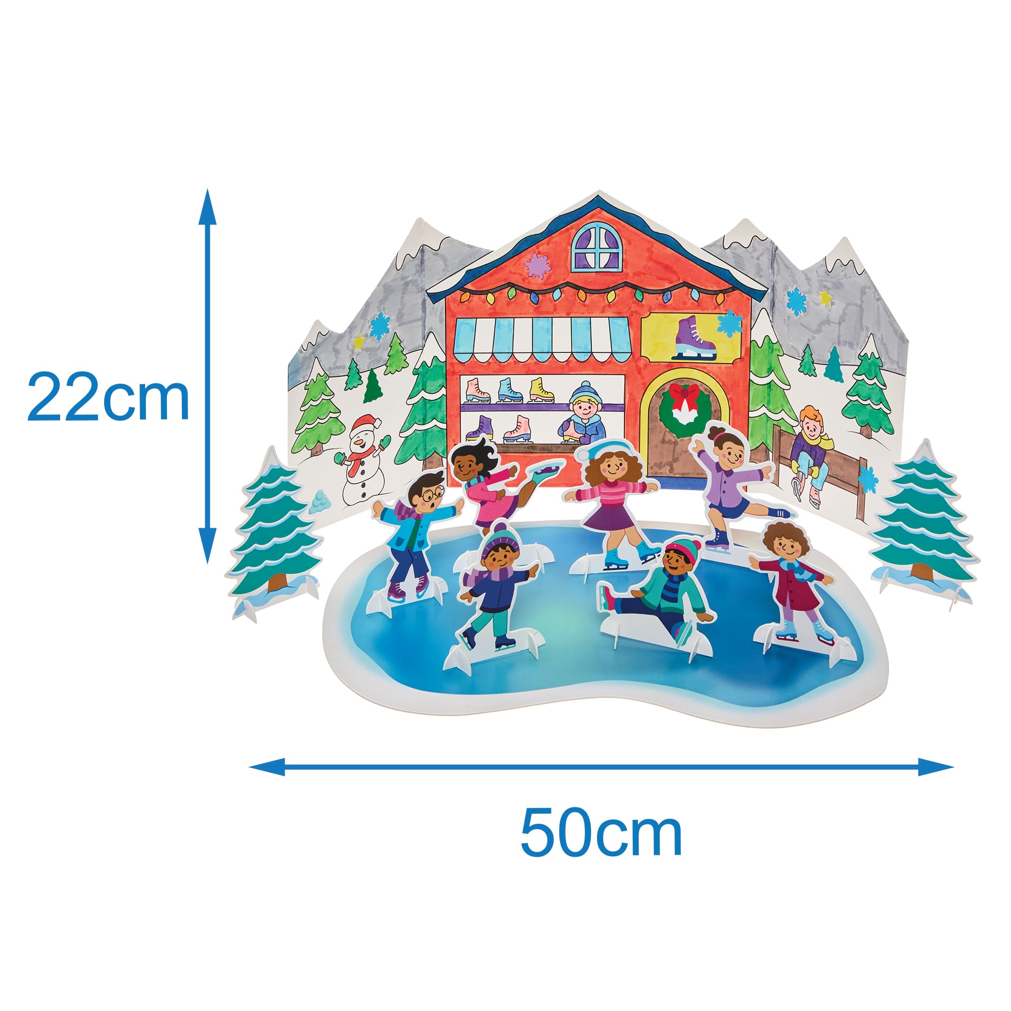 Baker Ross FN333 Winter Ice Skating Colour in 3D Scene Kits - Pack of 2, Christmas Arts and Crafts, Christmas Entertainment for Kids - Image 4