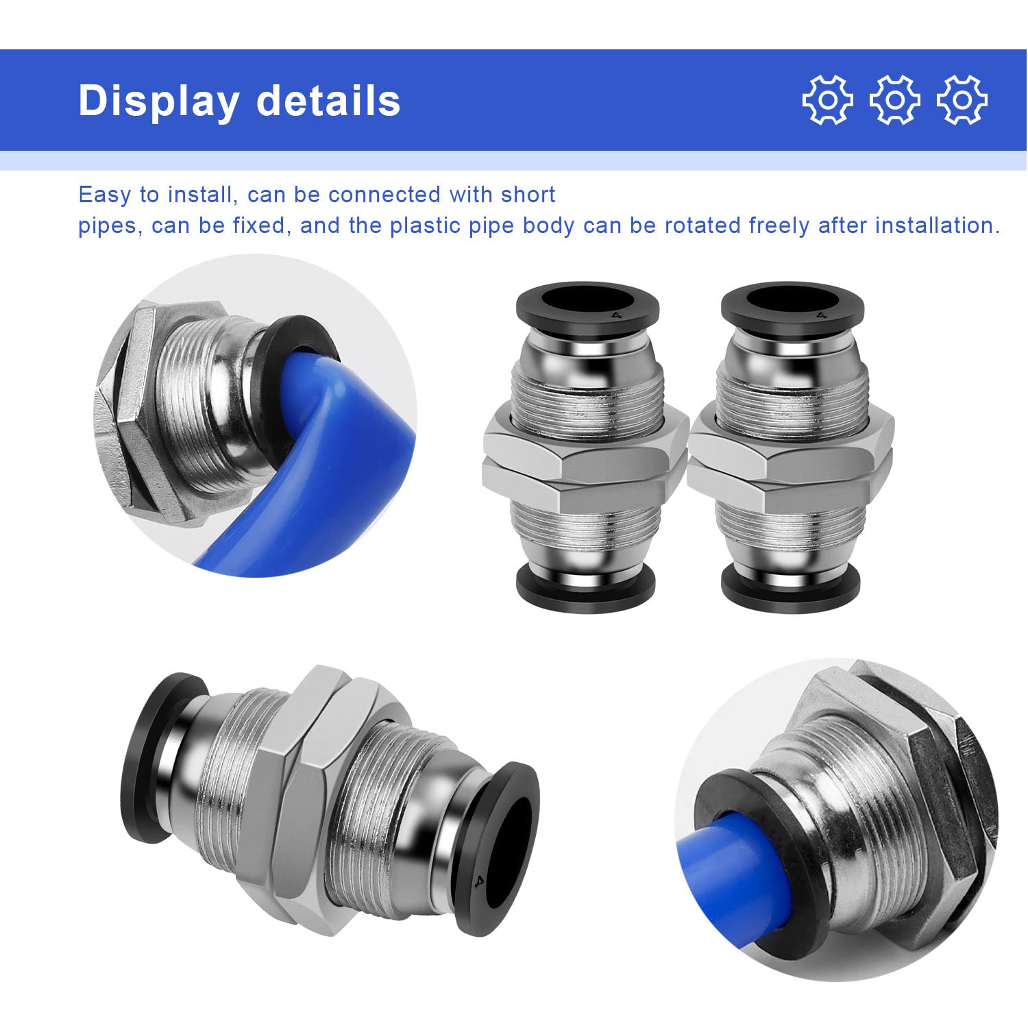 Connettori Pneumatici A Raccordo Rapido - 3 Pezzi, Ottone Nichelato, Per Tubi Da 6mm