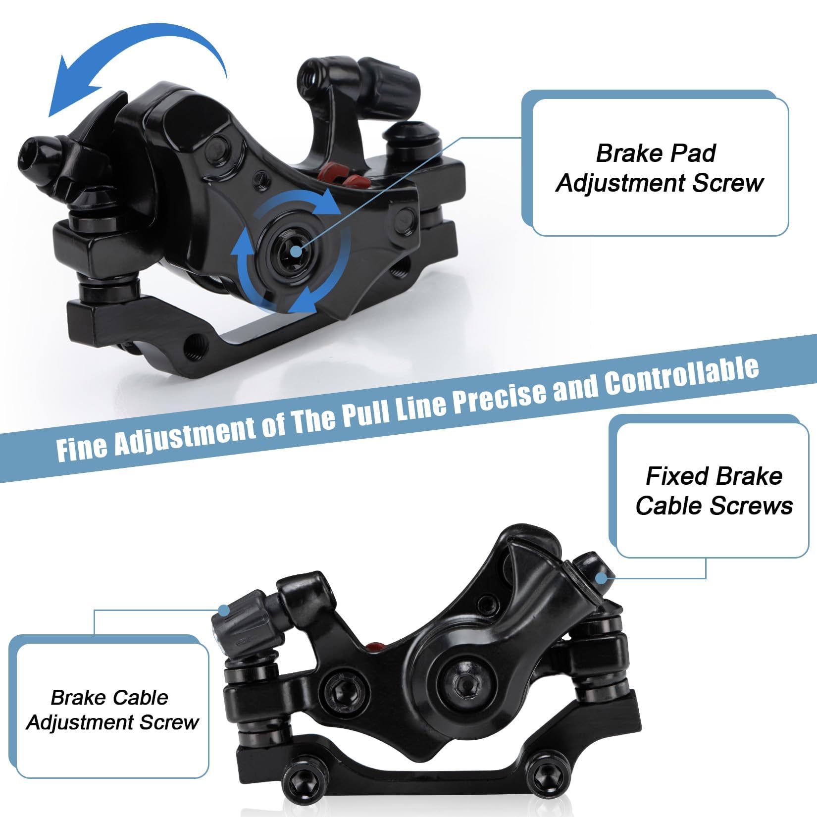 PSLER Kit Freni per MTB - Freni a Disco Meccanici Anteriori e Posteriori Universali per Mountain Bike con Rotori da 160 mm, Bici Pieghevoli, Bici da Strada, Pinza in Lega di Alluminio