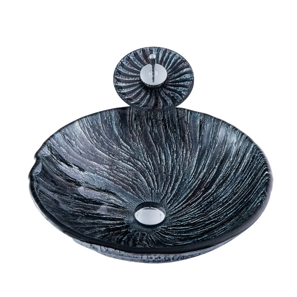 Bathroom Sink Countertop Bathroom Vessel Sink Round Countertop Vanity Art Tempered Glassware Cabinet Counter Basin