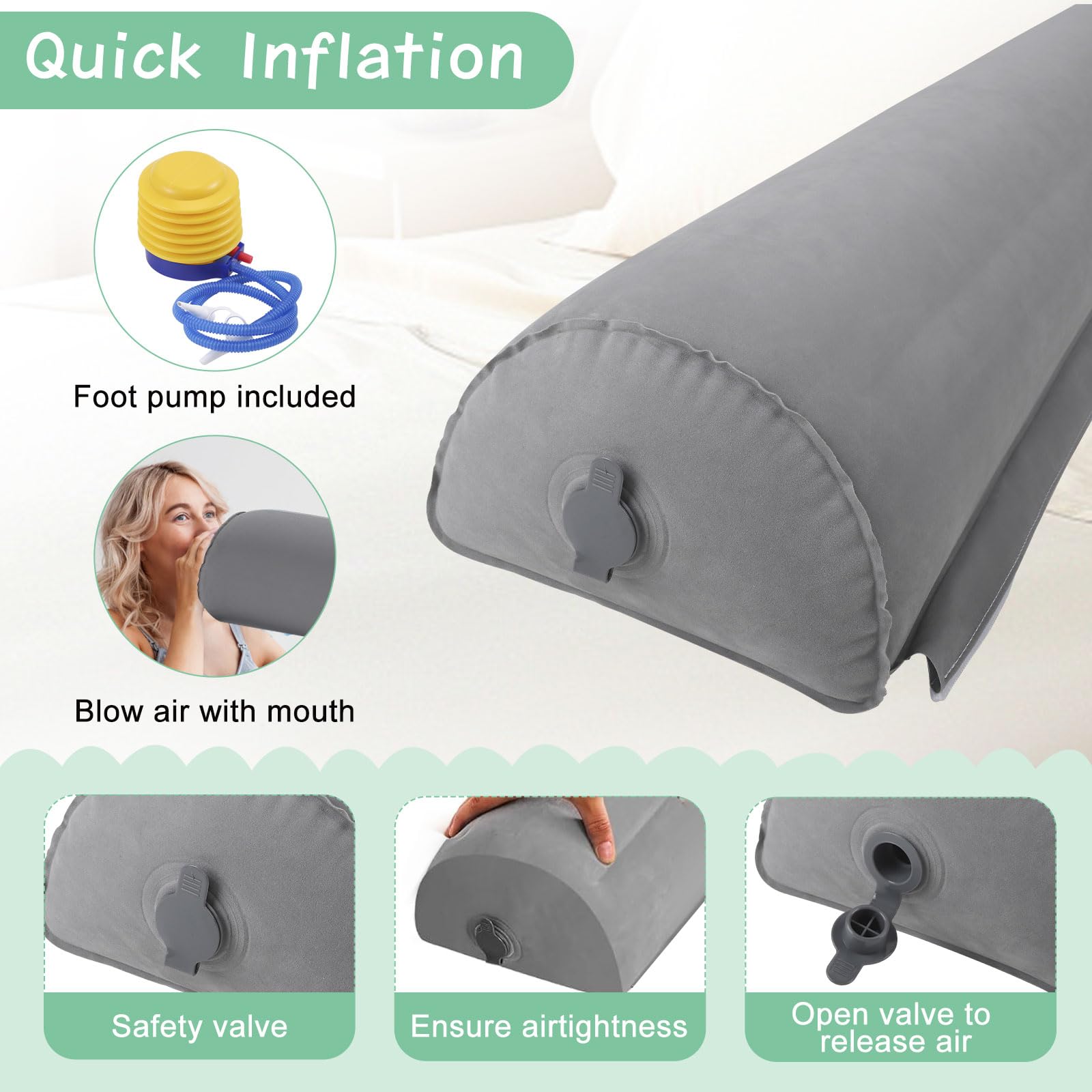 Copertura gonfiabile per letto da viaggio, 130 cm, portatile, gonfiaggio veloce, protezione antiscivolo, paracolpi per culle e letti dei genitori, culla per bambini da 6 mesi a 5 anni