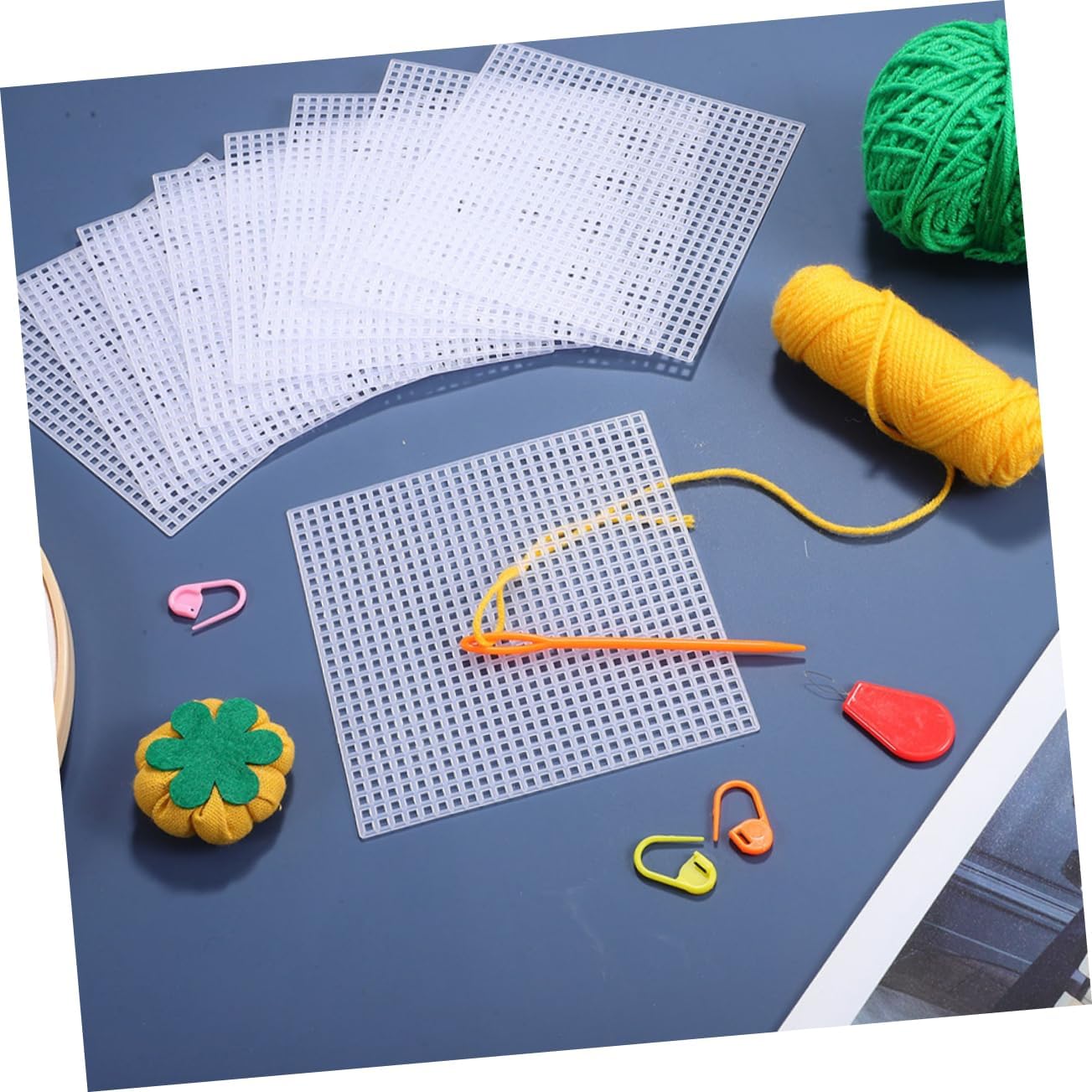 SEWACC 10Pcs Plastic Canvas Mesh Sheets Durable Needlework Supplies for Embroidery Crochet and Crafting Projects with Design