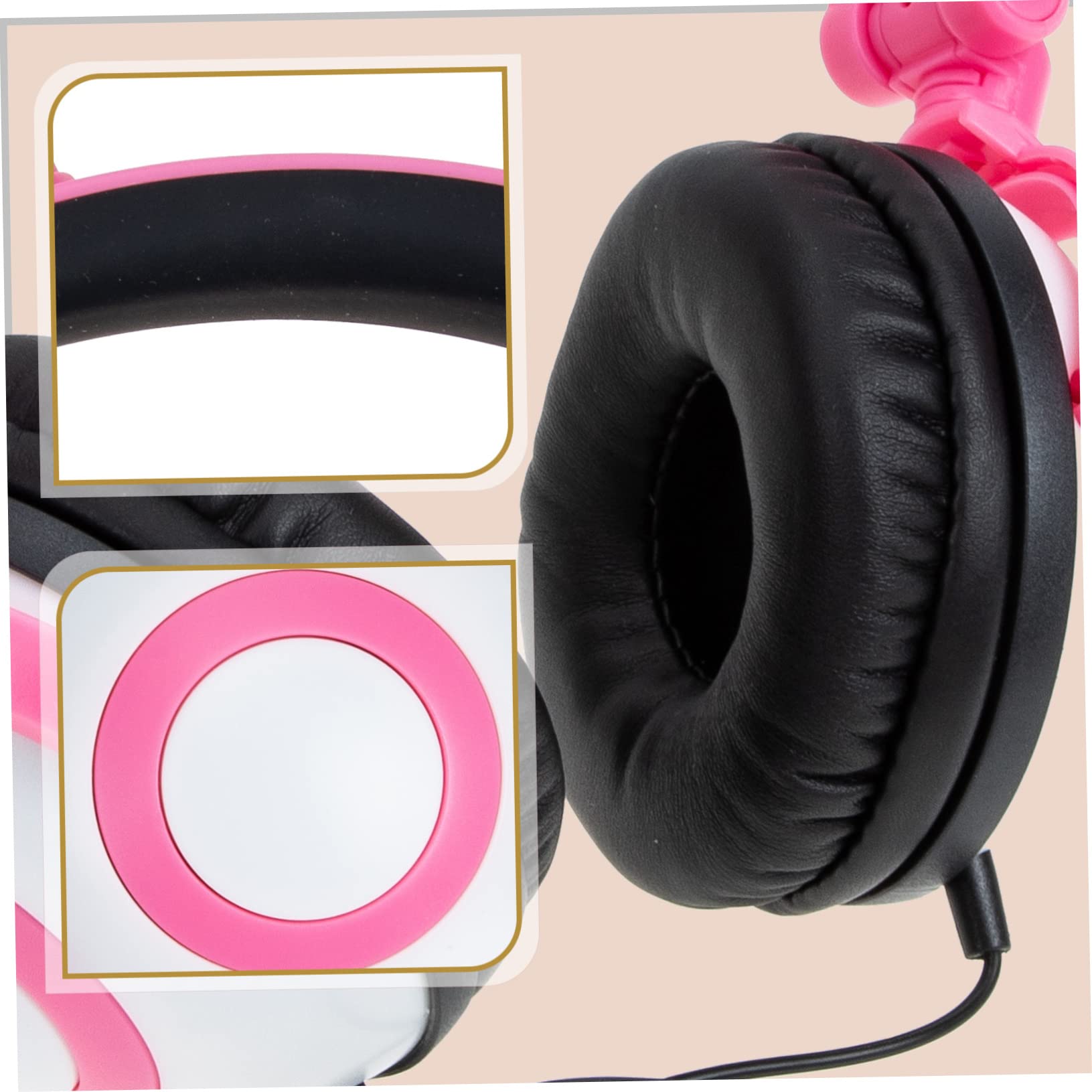 SHINEOFI Cuffie da Gatto per Bambini Orecchie Luminose Rosa | Design Ergonomico, Effetto Luce D'atmosfera, Pvc Skin-friendly, Jack Dritto da 3, 5mm