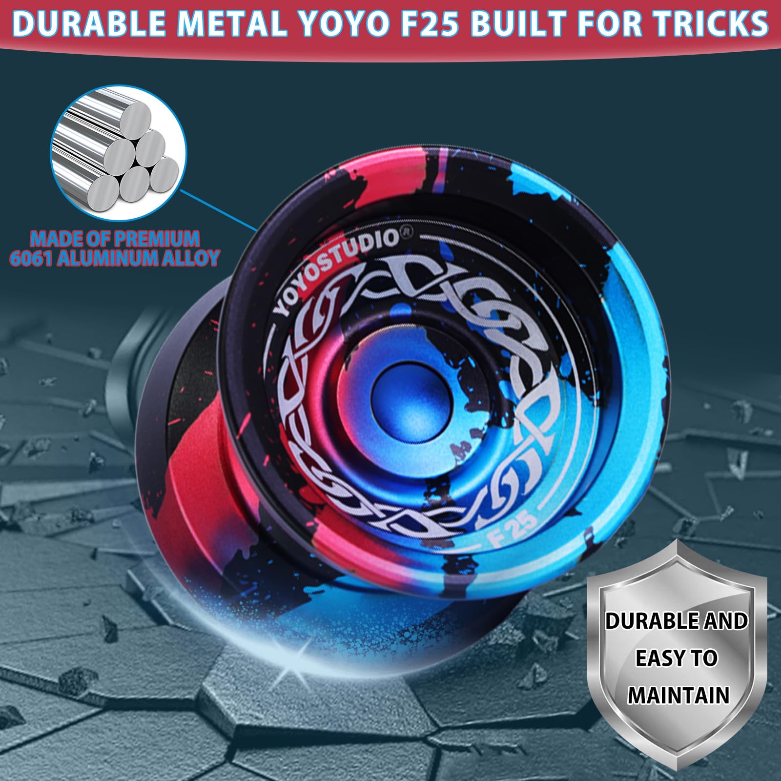 YOYOSTUDIO F25 Responsive Yoyo (Nero Blu Rosso)