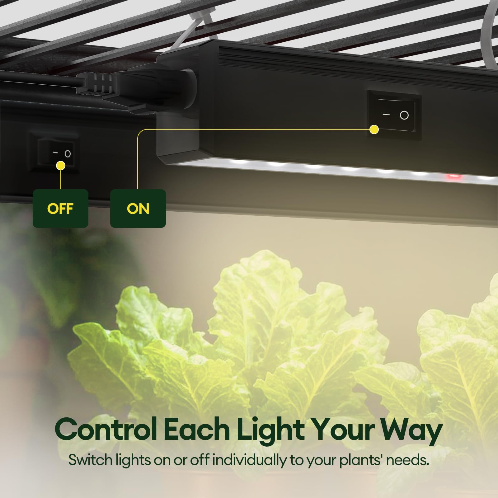 MAYGROVE T5 - Tiras de luz LED de espectro completo para plantas verdes y verduras de hoja alta, paquete de 4, color negro