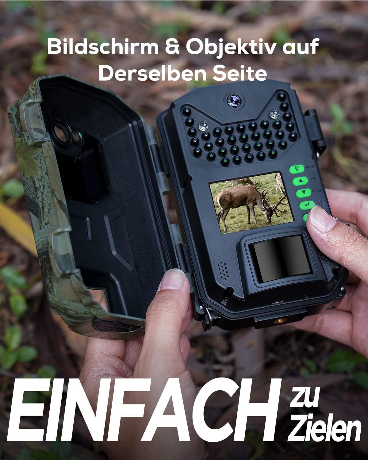 iZEEKER Kamera do obserwacji dzikich zwierząt bez Wi-Fi, kamera do obserwacji dzikich zwierząt z diodami LED na podczerwień 940 nm, z czujnikiem ruchu, widoczność w nocy IP66, do obserwacji zwierząt