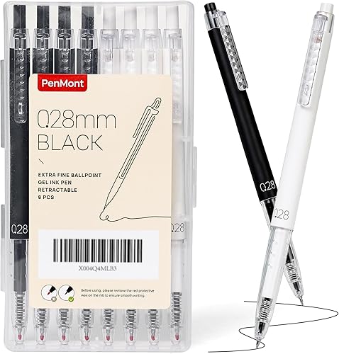 Bolígrafos de Gel Retráctiles, Estilo Japonés, Punta Ultra Fina de 0.28mm, Tinta de Gel Negra de Secado Rápido, Escritura Precisa y Suave, Paquete