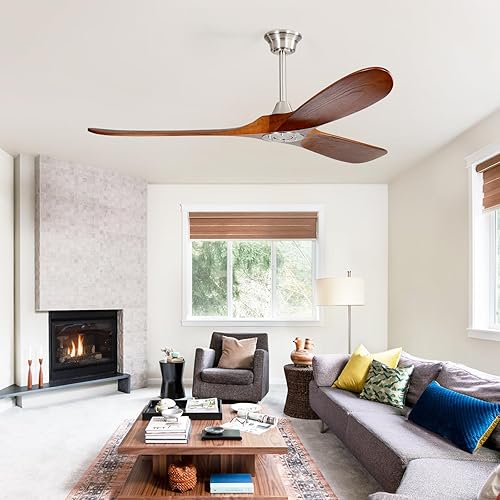 Miniatura 9 de Sofucor - Ventilador de techo sin luces y con control remoto, de 60 pulgadas, con 3 aspas y motor CC reversible y silencioso, para exteriores o para