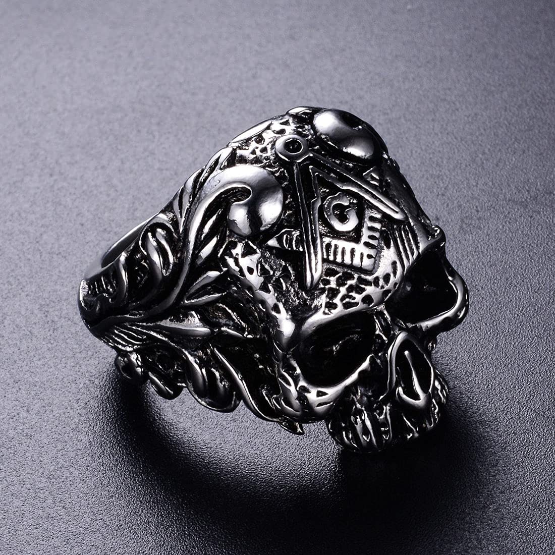 Stainless Steel Skull Band Ring for Boys