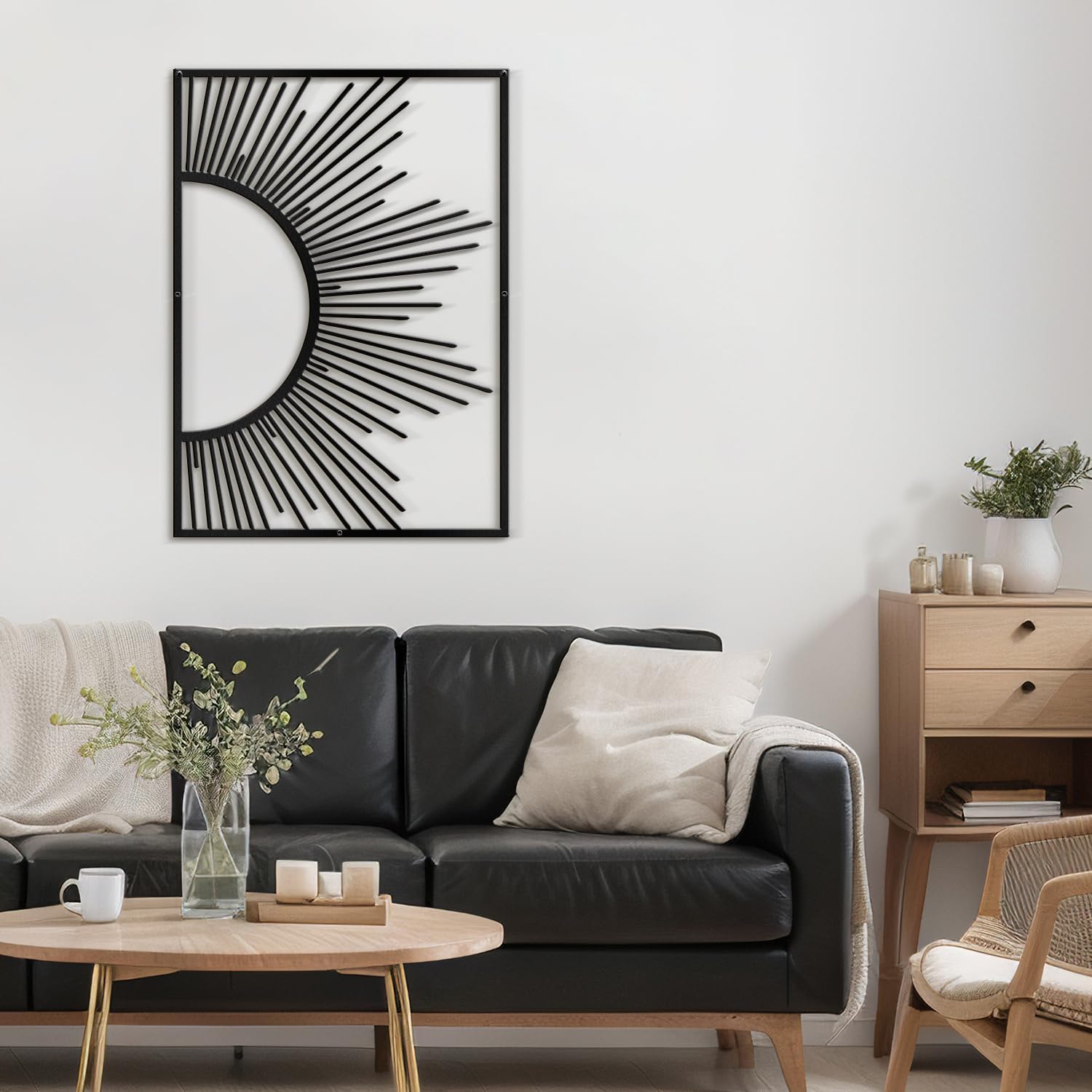 SIGNLEADER Metal Wall Art Decor Shining Sun Minimalist Modern Abstract Wall Sculpture Hangings Home Decoration for Living Room, Bedroom, Bathroom,