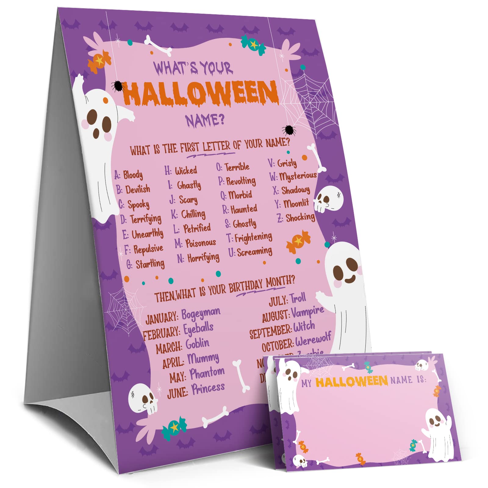 Amazon.com: Halloween Games Sign - What's Your Halloween Name Game,  Halloween Games and Activities for Family, Fall Party Games（4WN） : Toys &  Games