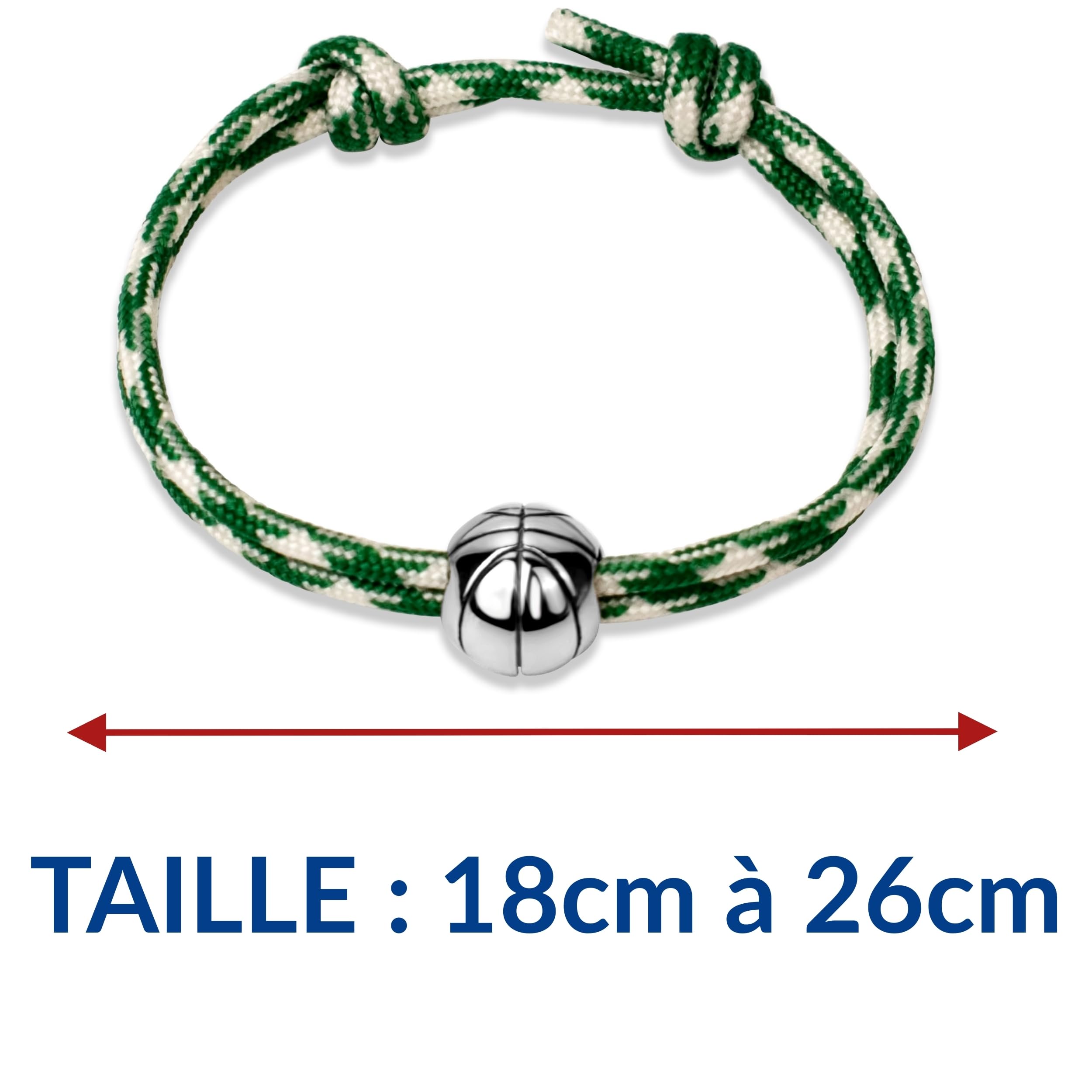 Ernestine - Bracelet Basketball réglable acier inoxydable - Idée cadeau basket homme femme - Bracelet Basket sport - Cadeau Homme Noël anniversaire fête des pères - bijou Basketball - bijoux sports