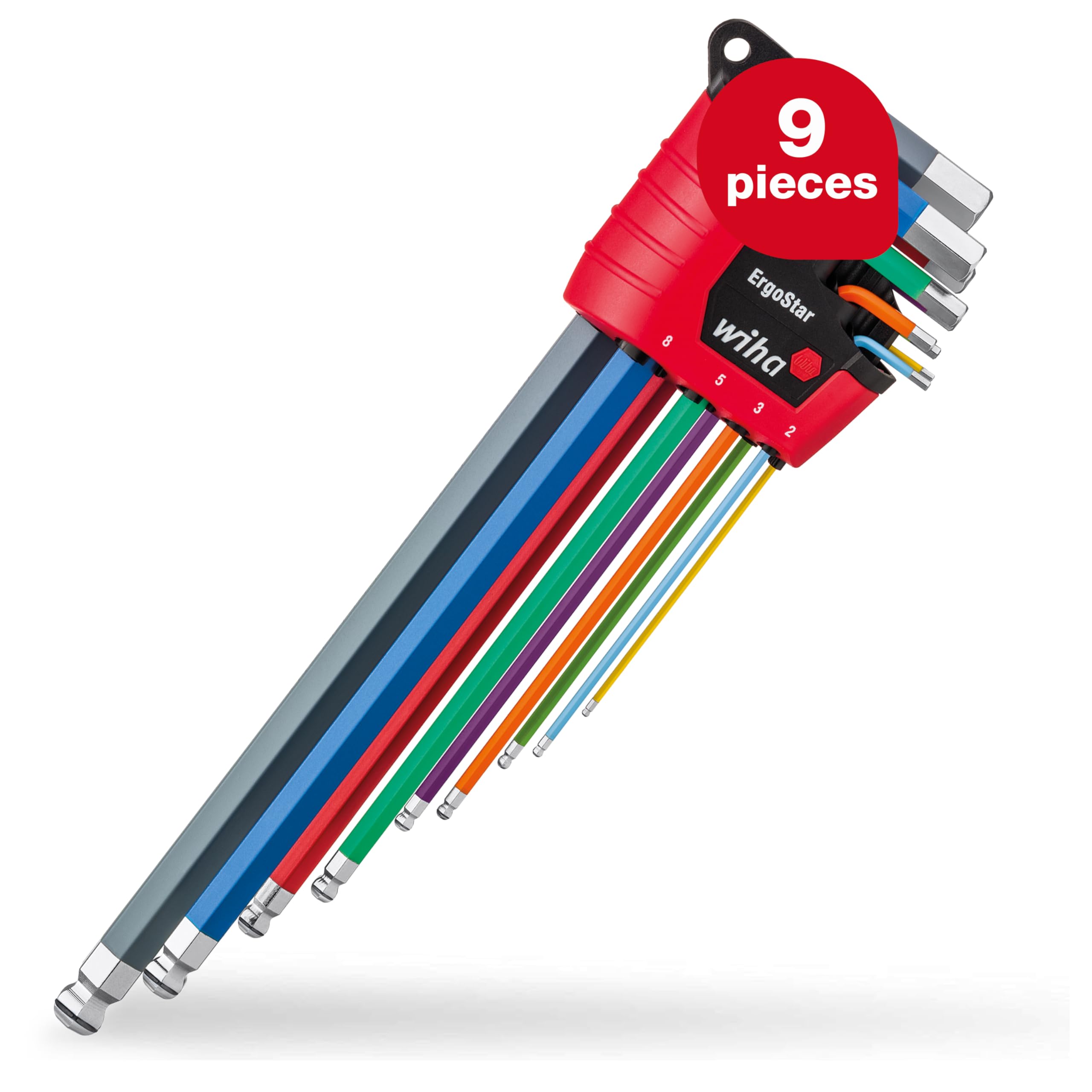 Wiha ErgoStar MagicRing® Colour Hex Ball End L-key Set, 9 Piece