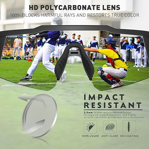 Miniatura 4 de KAPVOE Kids Baseball Glasses Boys Girls Photochromic Sunglasses Cycling Sports softball Football UV400 Age 6-14