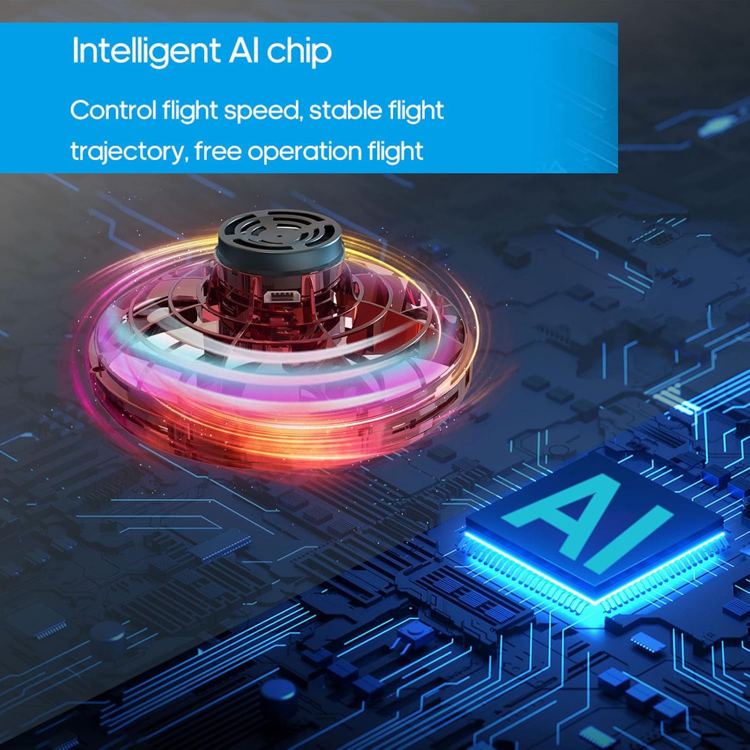 GoolRC Flying Spinner Mini Drone, Fidget Spinner Flying Boomerang Toys Magical Hand Controlled Gyro Flying Drone with LED Light Gifts for Teens Adults Indoor Outdoor - Image 9